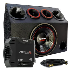 Caixa Trio Som Automotivo Carro Completa Sub Modulo Digital