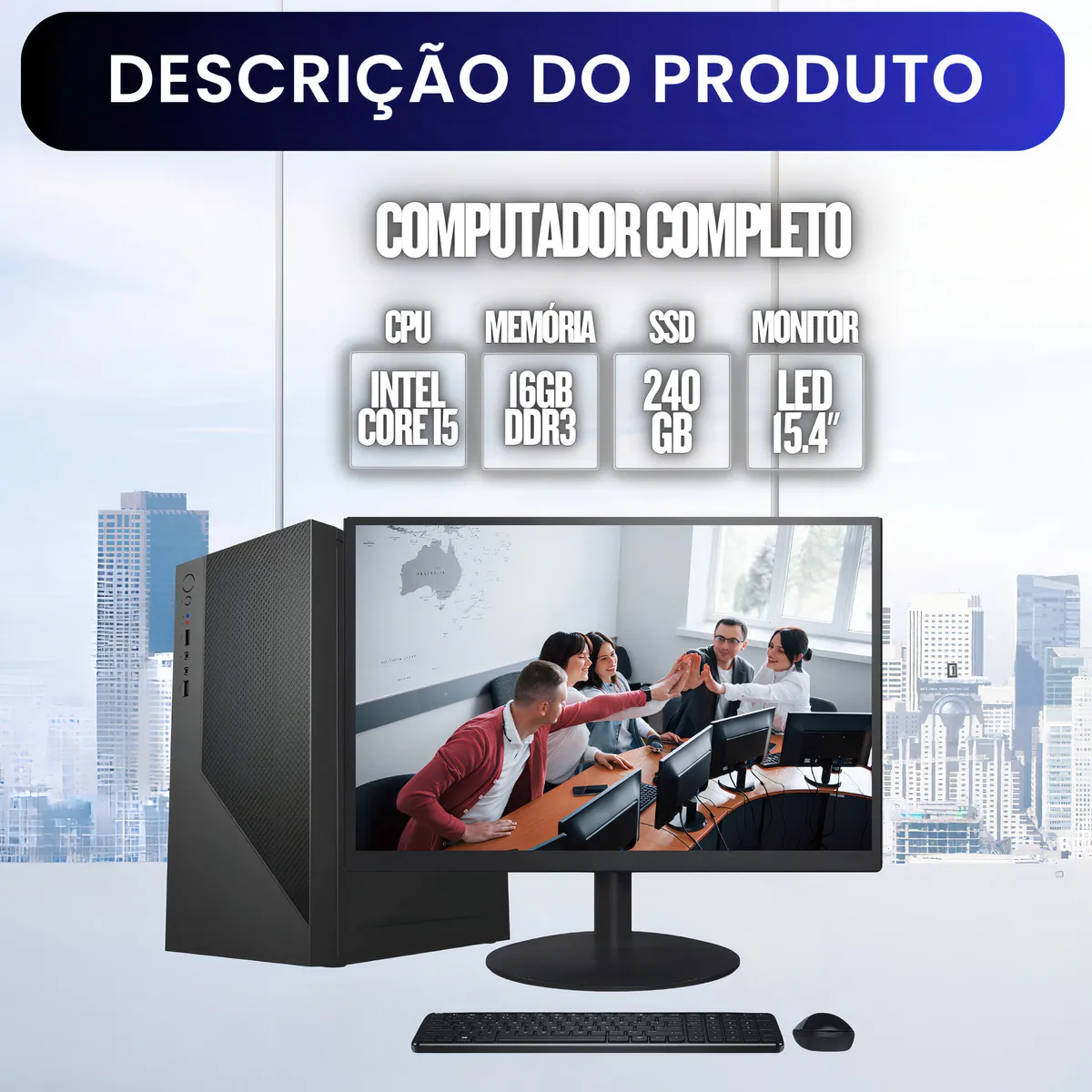 Computador Completo 2eletro Office Fácil Intel Core I5, 16gb Ram, Ssd 240gb, Monitor Led 15.4 - Cdf-0101of - Imagem 3