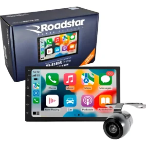 Central Universal 7 Carplay Rs815br + Camera De Ré Rs-203br Cor Preto