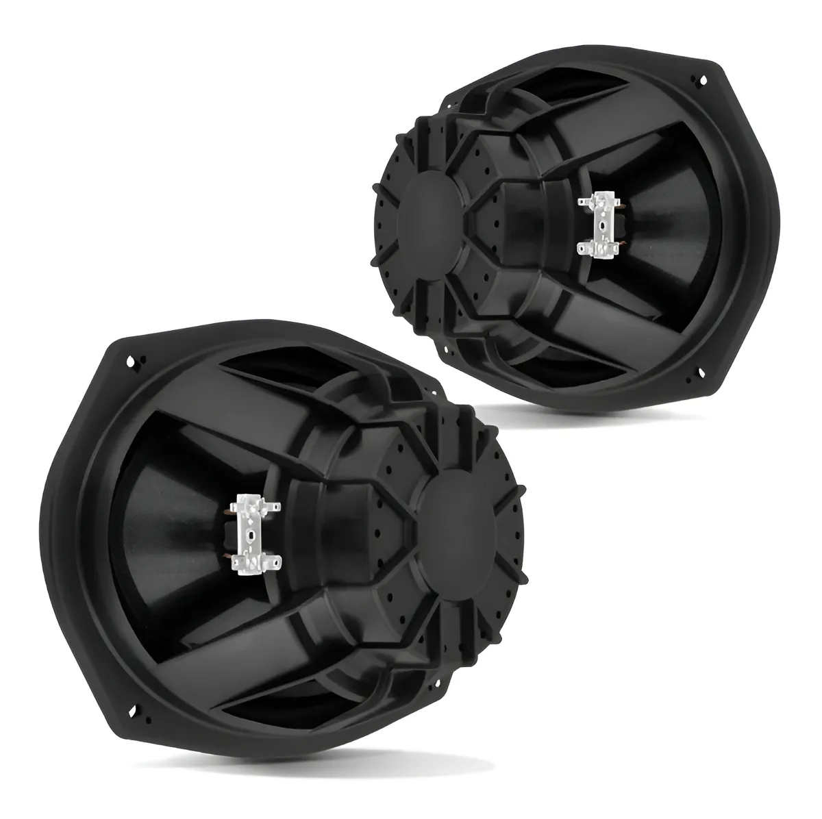 2 Alto Falantes 6x9 Com Telas - Tampão Traseiro Fz 69 T Cor Preto e Vermelho - Imagem 7