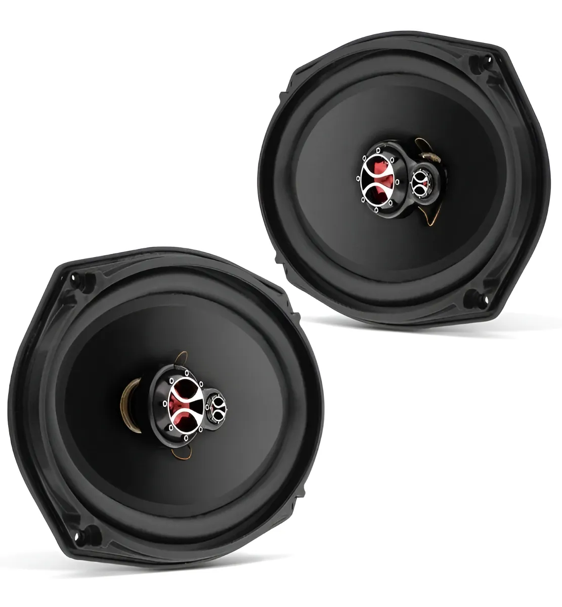 2 Alto Falantes 6x9 Com Telas - Tampão Traseiro Fz 69 T Cor Preto e Vermelho - Imagem 4