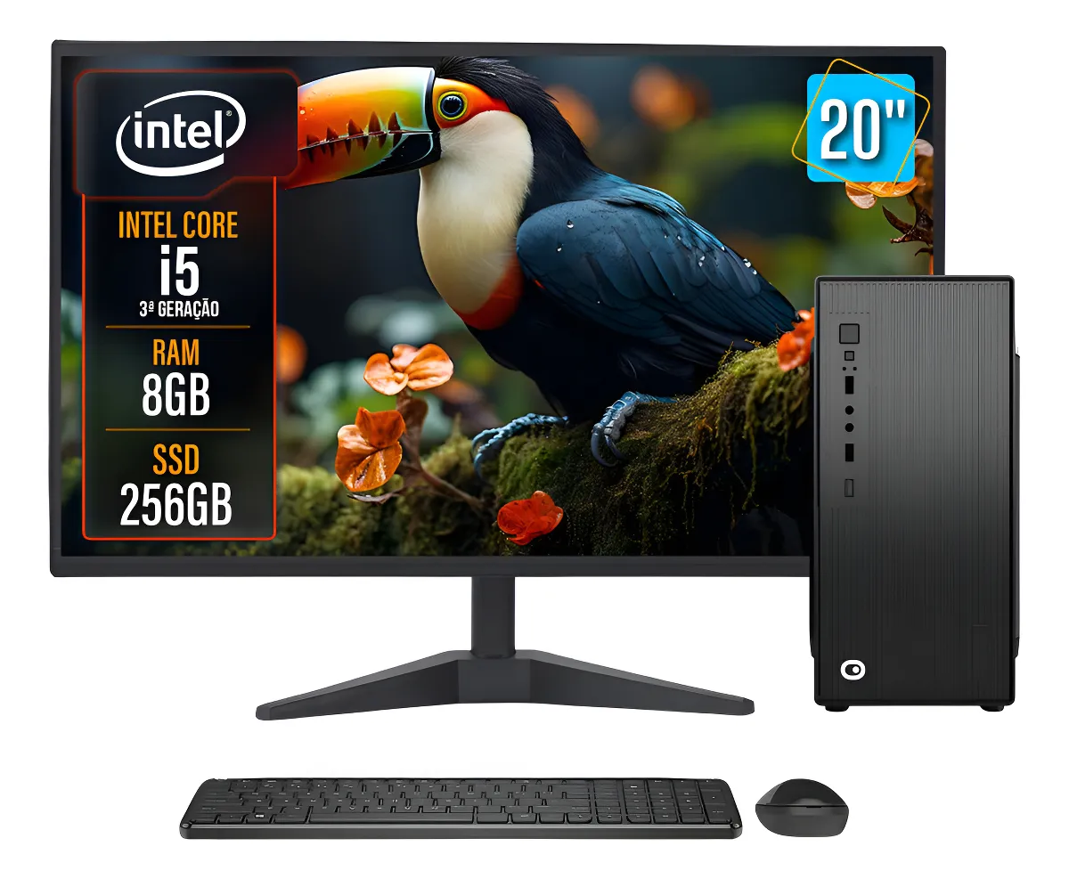 Computador Completo 2Eletro Speed Intel Core i5, 8GB RAM, SSD 256GB, Bivolt, Monitor 20" LED - CD2E-0110SP