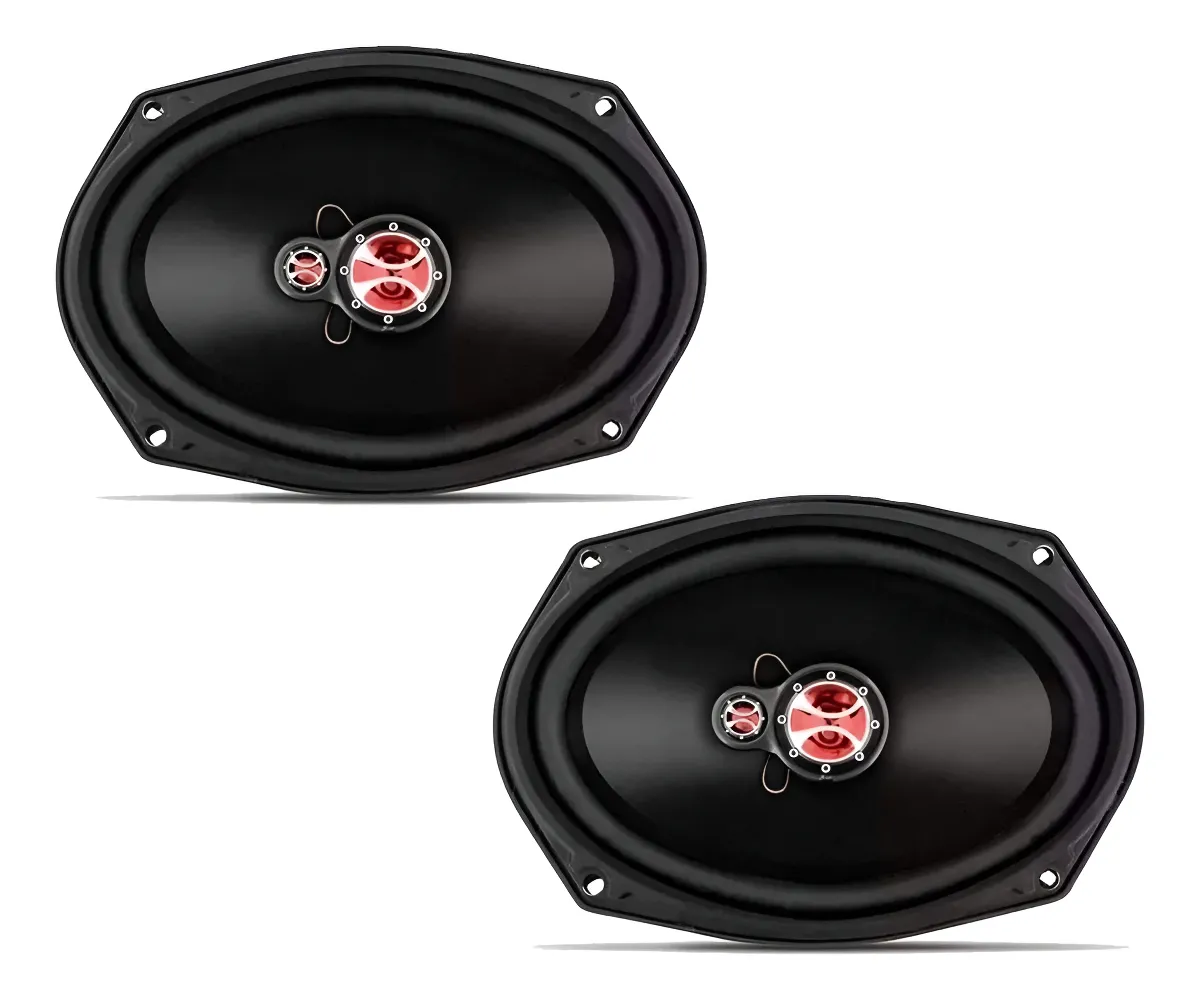 2 Alto Falantes 6x9 Com Telas - Tampão Traseiro Fz 69 T Cor Preto e Vermelho - Imagem 2