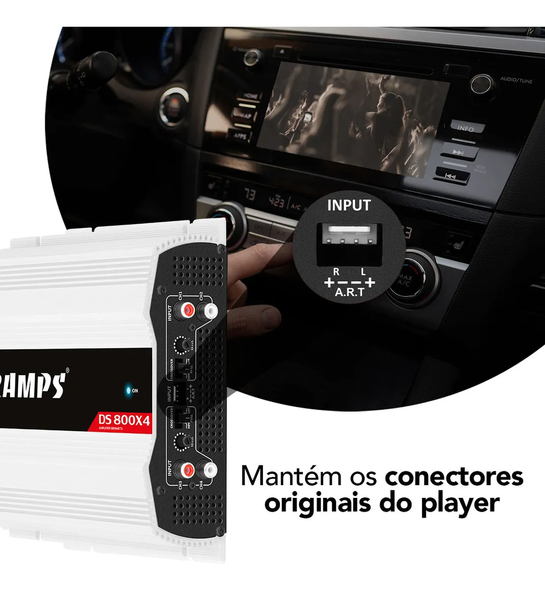 Modulo Amplificador Taramps DS 800x4 2 Ohms Classe D 4 Canais 800w rms Potencia Som Automotivo 2x400w rms 4 Ohms Bridge Entrada RCA FIO Hpf Lpf Full Range Carro Camionete Picapes SUV Caixa Bob - Imagem 8