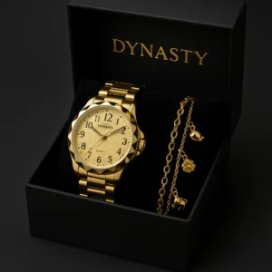 Relógio Feminino Dourado Banhado a Ouro 18k Original Resistente a água + Pulseira